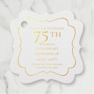 Étiquette-cadeau Élégant Classy 75e anniversaire de Mariage