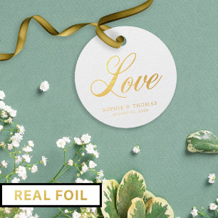 Étiquette-cadeau Élégant Cursive Love Mariage Foil