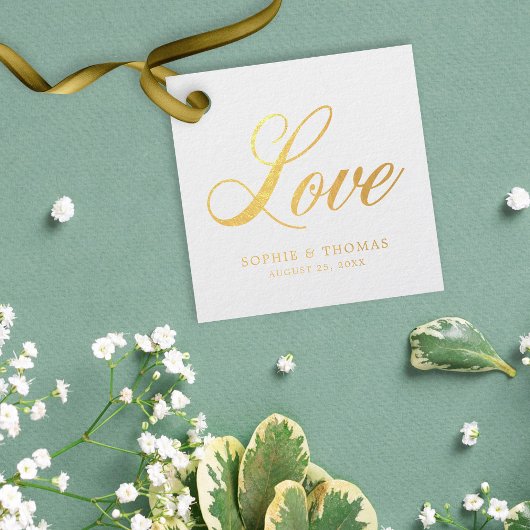 Étiquette-cadeau Élégant Cursive Love Mariage Foil