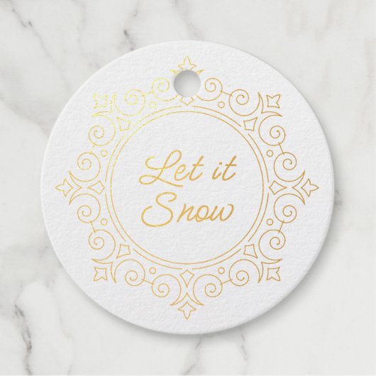 Étiquette-cadeau Élégant flocon de neige orné | Laisse-le neiger (Devant)