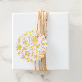 Étiquette-cadeau Élégant Gold Foil Damask Minimaliste Foil Favorise