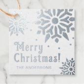 Étiquette-cadeau Élégant Joyeux Noël Foil Snowflake élégant (Devant)