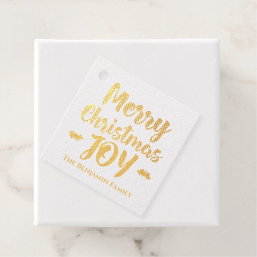 Étiquette-cadeau Élégant Joyeux Noël Or Moderne Personnaliser (Avec boite)