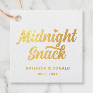 Étiquette-cadeau Élégant Mariage Gold Foil Midnight Snack