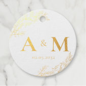 Étiquette-cadeau Élégant, Monogramme, Art botanique en ligne, Maria (Devant)