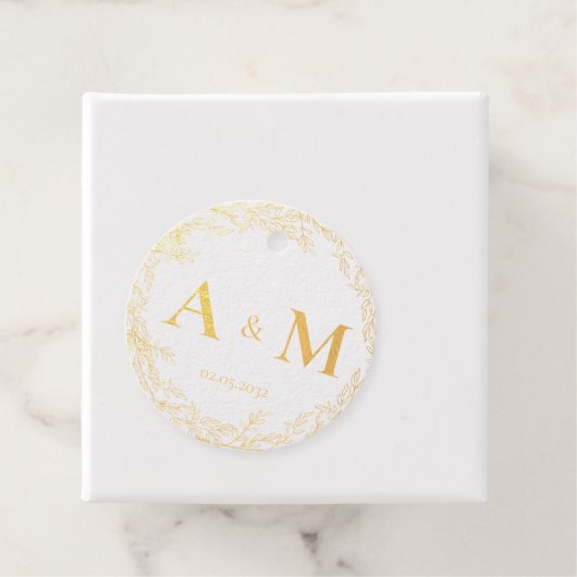 Étiquette-cadeau Élégant, Monogramme, Laine d'art, Mariage (Avec boite)