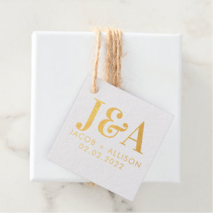 Étiquette-cadeau Élégant Monogramme Mariage Favoriser la fête de la