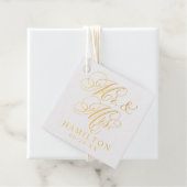 Étiquette-cadeau Élégant Monogramme personnalisé M et Mme Script (Avec boite)