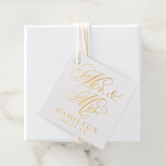 Étiquette-cadeau Élégant Monogramme personnalisé M et Mme Script (Avec boite)