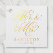 Étiquette-cadeau Élégant Monogramme personnalisé M et Mme Script (Devant)
