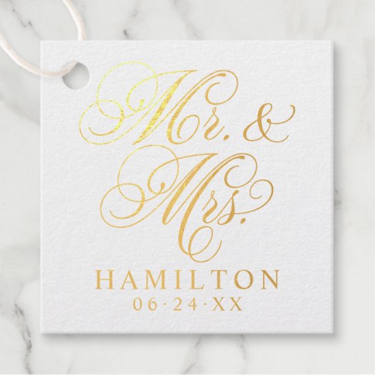 Étiquette-cadeau Élégant Monogramme personnalisé M et Mme Script (Devant)