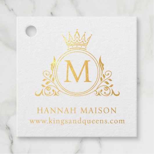 Étiquette-cadeau Élégant, Monogramme, Royal, Couronne, Logo (Devant)