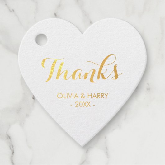 Étiquette-cadeau Élégant script de mariage Gold Foil Favor étiquett (Devant)