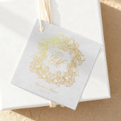 Étiquette-cadeau Élégant Script Monogram Crest Mariage