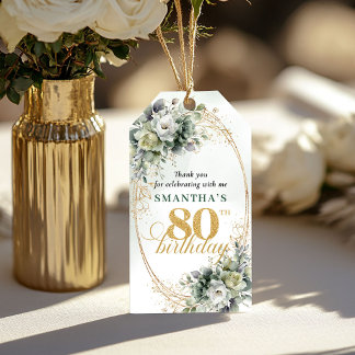 Étiquette cadeau élégante 80e anniversaire Boho ve