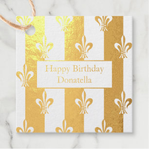 Étiquette-cadeau Elégante Fleur de Lis Joyeux Anniversaire