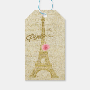 Étiquette cadeau élégante Tour Eiffel de Paris or 