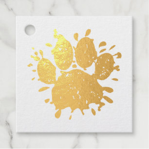 Étiquette-cadeau Empreinte de patte Distressed Paint Splatter Dog