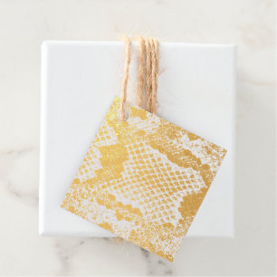 Étiquette-cadeau Empreinte de peau de serpent exotique motif blanc 