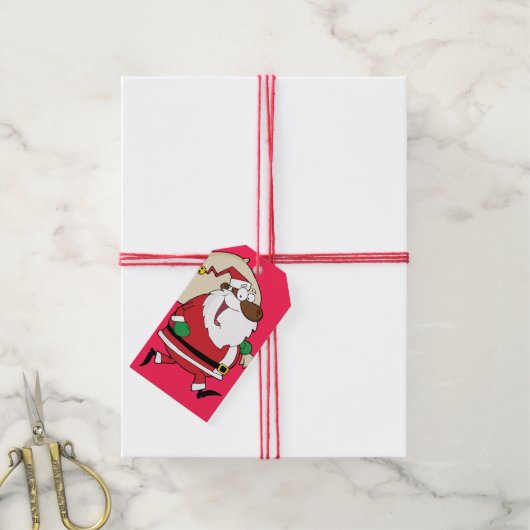 Étiquette cadeau en papier Père Noël noir (Avec de la ficelle)