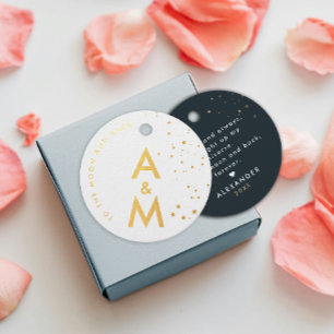 Étiquette-cadeau Étoiles Ciel Amour Couple Monogramme Élégant Simpl