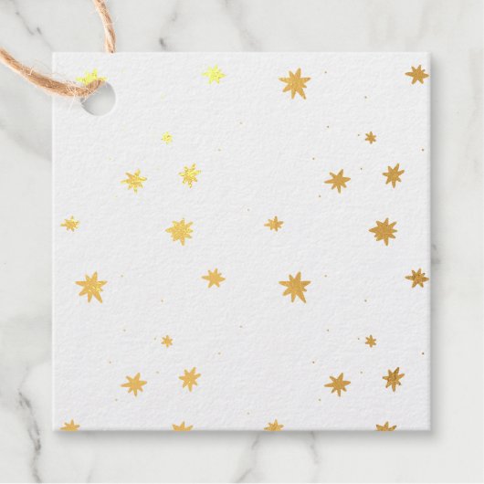 Étiquette-cadeau étoiles scintillantes avec à feuillage persistant (Devant)