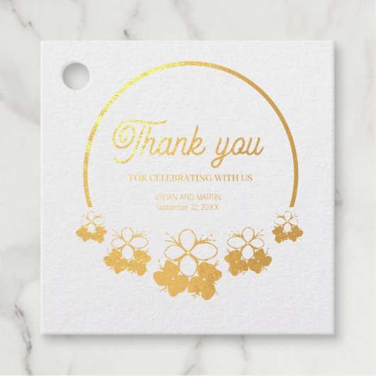 Étiquette-cadeau Exemple de Merci à demi-fleur circulaire classique (Devant)