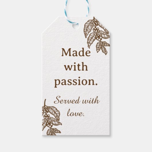 Étiquette Cadeau Fabriqué avec Passion Servi avec  (Devant)