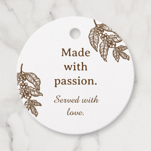 Étiquette Cadeau Fabriqué avec Passion Servi avec (Devant)