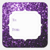 Étiquette cadeau faux paillettes violet foncé (Devant)