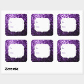 Étiquette cadeau faux paillettes violet foncé (Feuille)