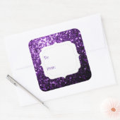 Étiquette cadeau faux paillettes violet foncé (Enveloppe)
