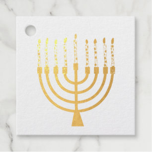 Étiquette-cadeau Festif Menorah Hanoukka Céleste bougies Mariage