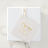 Étiquette-cadeau Feuille d'Or PERSONNALISÉE Simple Élégant Blanc (Avec boite)