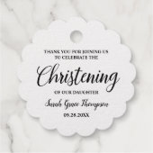 Étiquette-cadeau Fleur argenté Christening Bébé fille Merci (Dos)