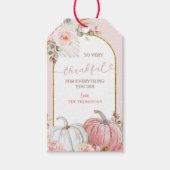 Étiquette Cadeau Fleur Citrouille Rose Merci (Devant)