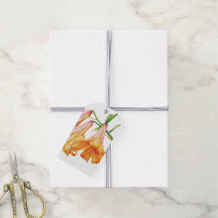 étiquette cadeau fleur de lis orange aquarelle