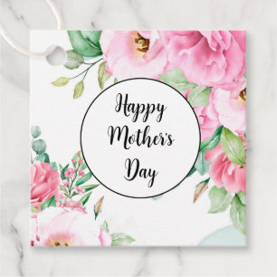 Étiquette Cadeau Fleur Rose Fête des Mères