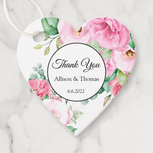 Étiquette Cadeau Fleur Rose Merci (Devant)