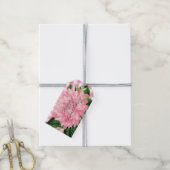 Étiquette Cadeau Fleur Rose & Motif Gingham (Avec de la ficelle)