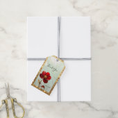 Étiquette cadeau Fleur rouge vitrail (Avec de la ficelle)