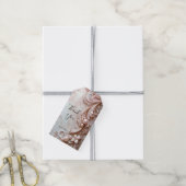 Étiquette cadeau fleurale et perle ornée rose (Avec de la ficelle)