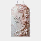 Étiquette cadeau fleurale et perle ornée rose (Dos)