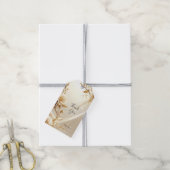 Étiquette cadeau Fleurs Blanches et Dorées (Avec de la ficelle)