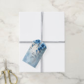 Étiquette Cadeau Fleurs Bleues et Perles (Avec de la ficelle)