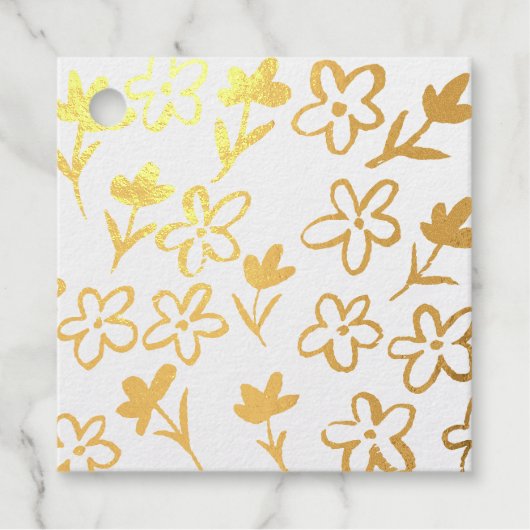 Étiquette-cadeau Fleurs d'or (Devant)