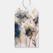 Étiquette Cadeau Fleurs Dorées Bleu Marine Aquarel (Dos)
