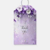 Étiquette cadeau Fleurs violettes avec perles pend (Dos)
