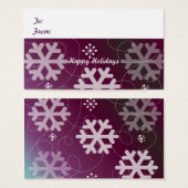 Étiquette cadeau flocon de neige violet élégant (Devant & derrière)