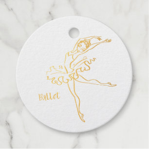 Étiquette-cadeau Gabarit de danse de ballet élégant feuille de scri